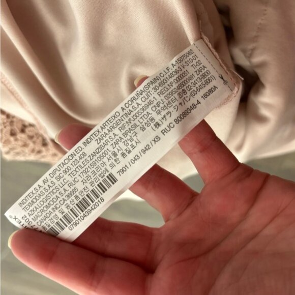 ZARA Women's Mini Dress Lace Crochet Tiered layers Romantic Pink nude Size XS - Picture 15 of 16